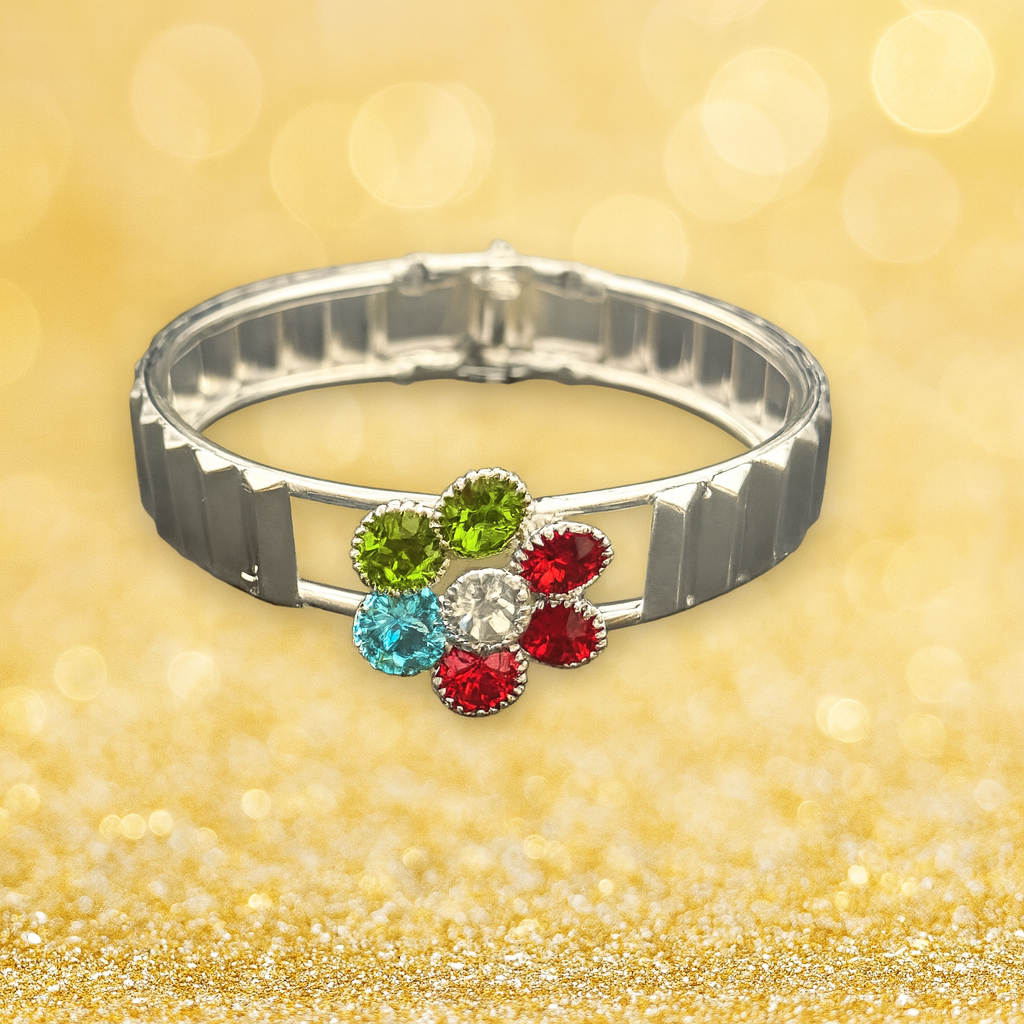 Multicolor Floral Silver Bracelet