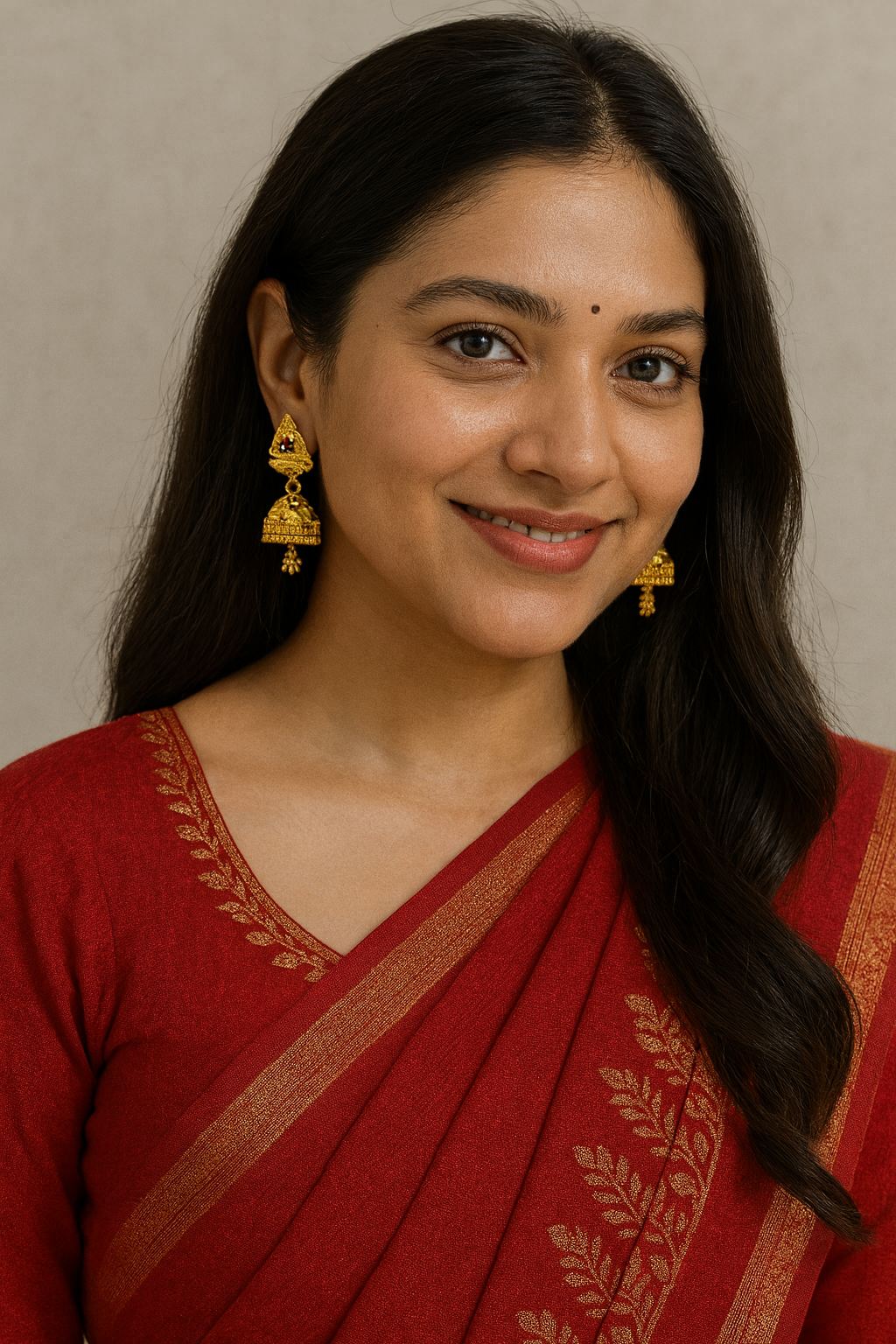 Elegant Gold-Plated Jhumka Earrings with Floral Design