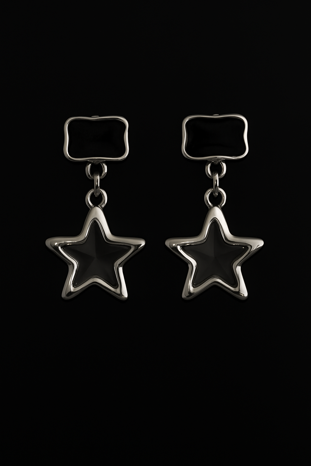 Elegant Silver Star Dangle Earrings
