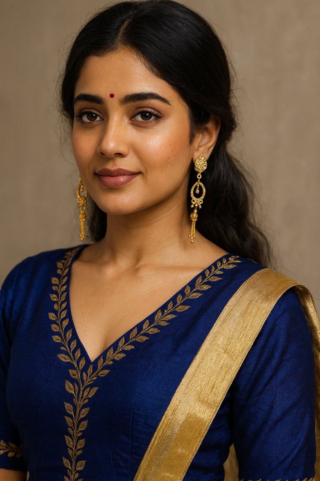 Elegant Gold-Plated Teardrop Dangle Earrings with Floral Motif