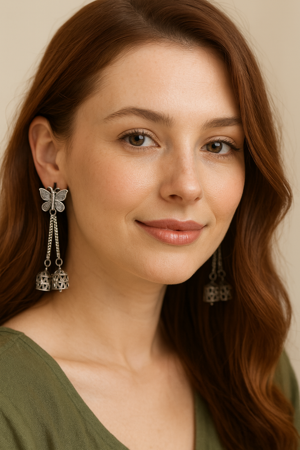 Butterfly Charm Oxidized Silver Dangler Earrings