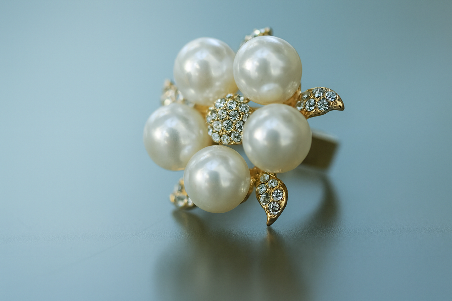 Elegant Pearl Blossom Ring with Diamond Accents