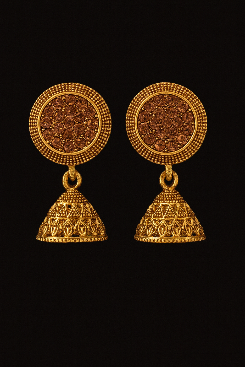 Regal Antique Gold Jhumka Earrings