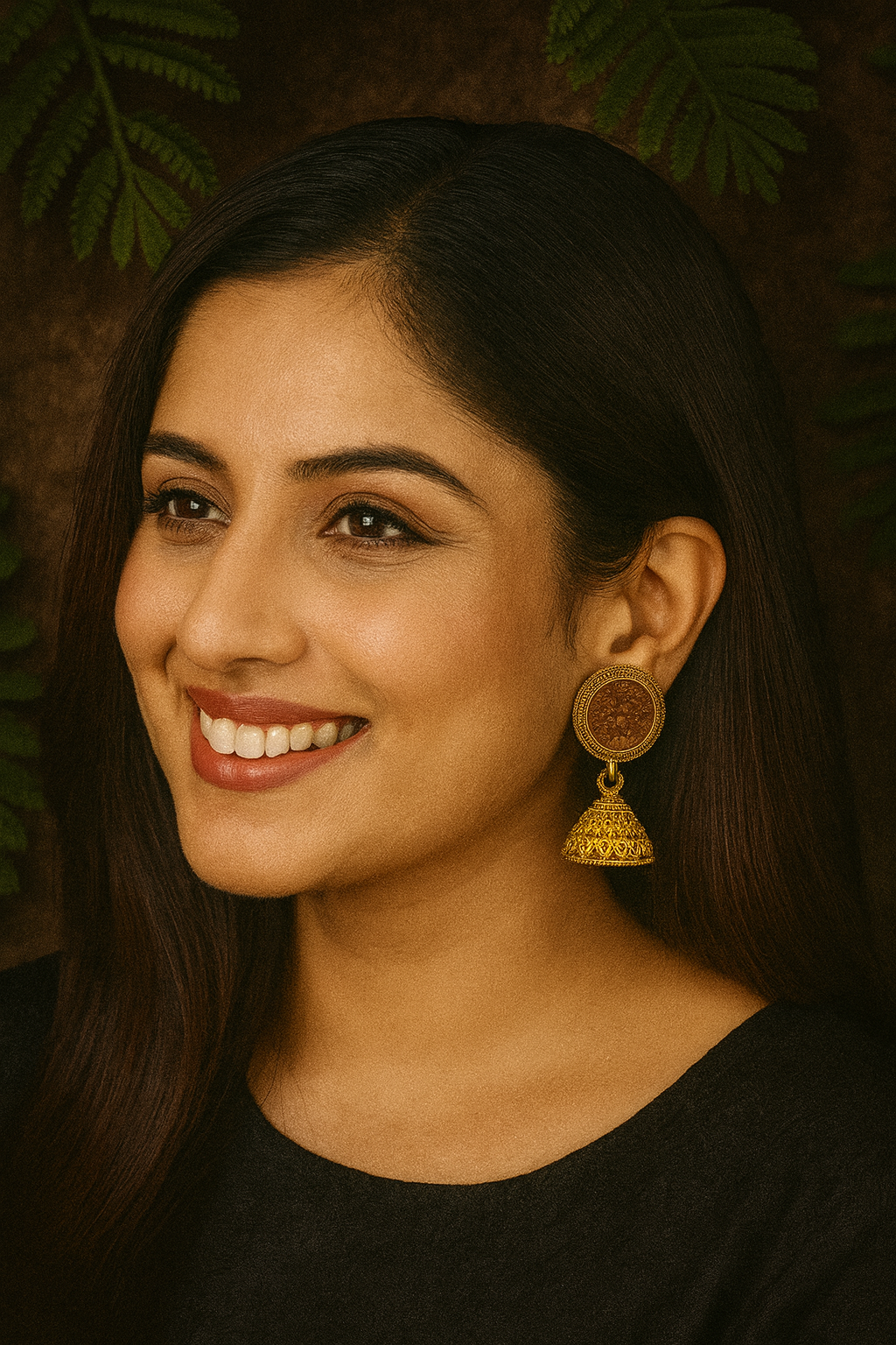 Regal Antique Gold Jhumka Earrings