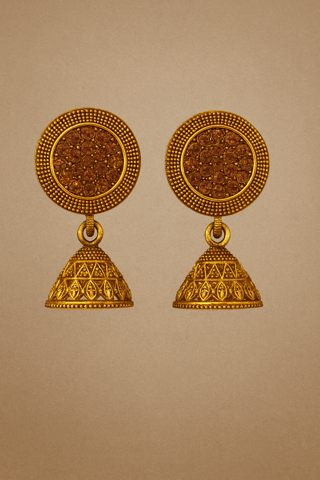 Regal Antique Gold Jhumka Earrings