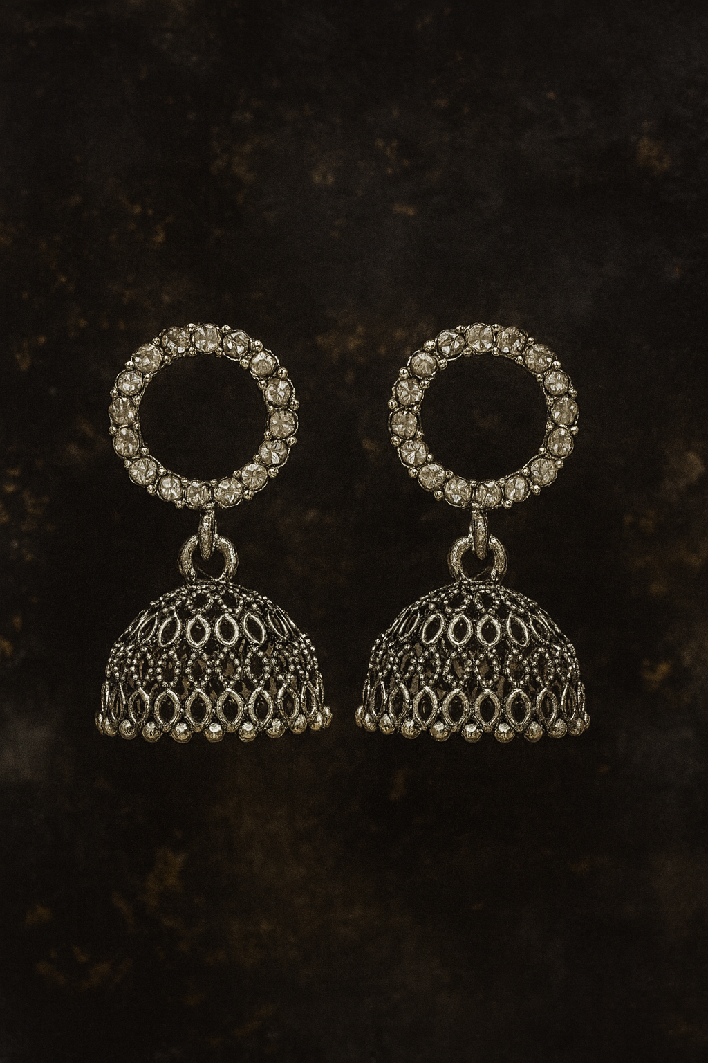Elegant Silver Oxidized Jhumka Earrings