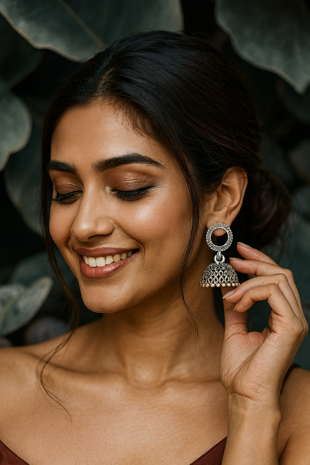 Elegant Silver Oxidized Jhumka Earrings