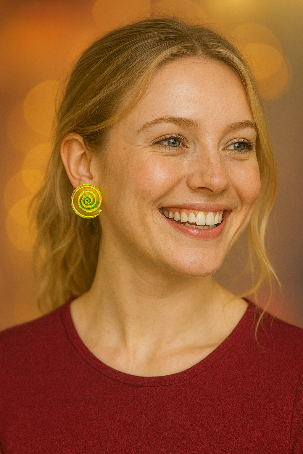 Neon Spiral Swirl Earrings
