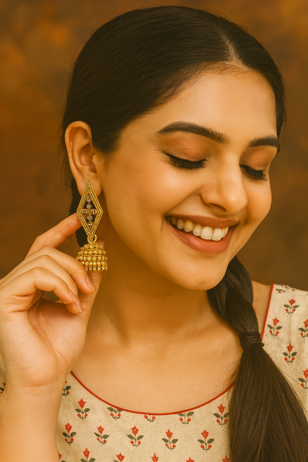 Traditional Golden Jhumka Earrings