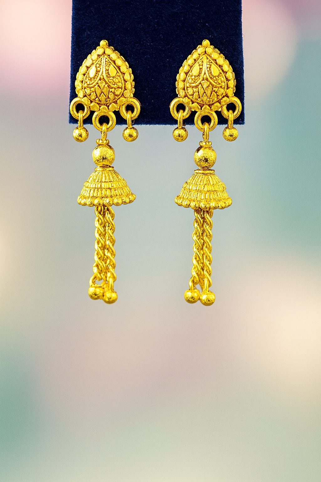 Traditional Chain Drop Gold Earrings
