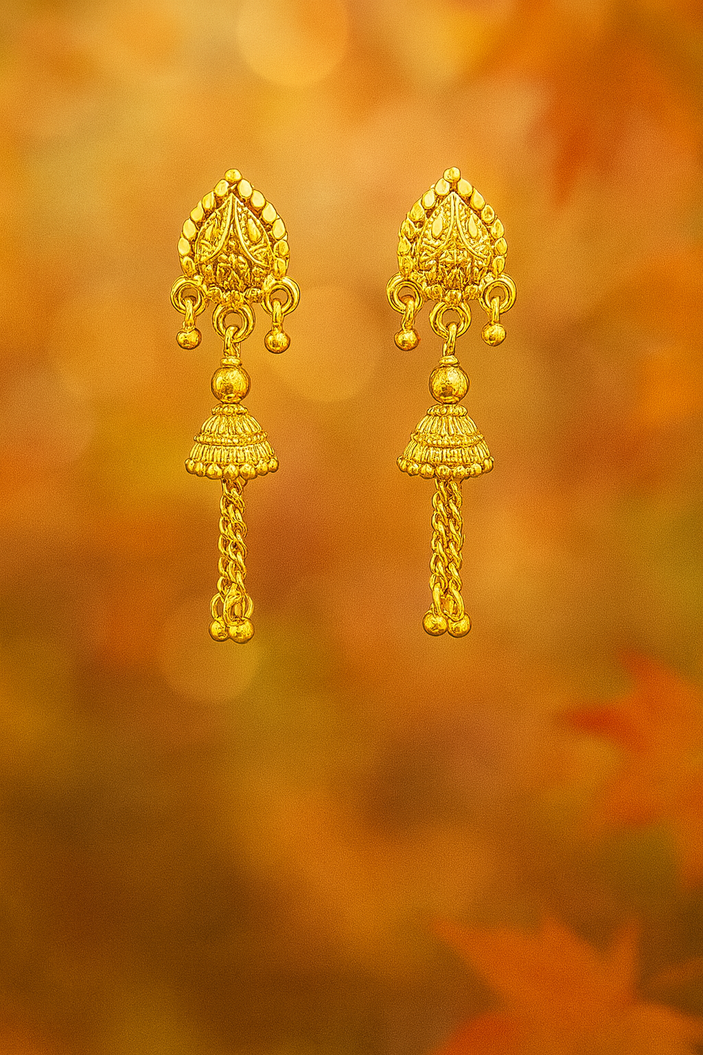 Traditional Chain Drop Gold Earrings