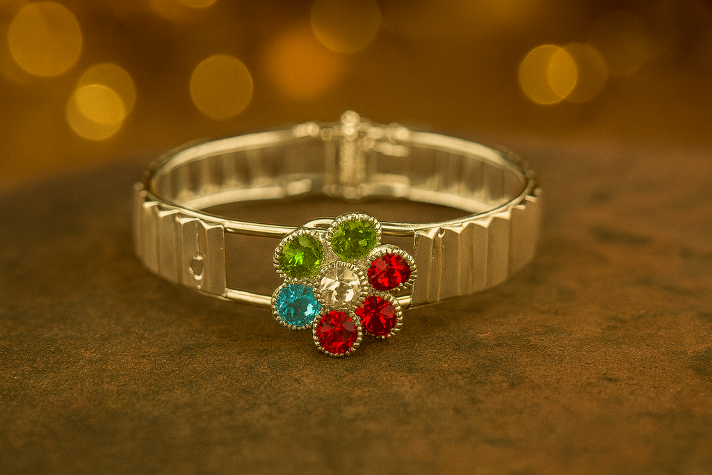 Multicolor Floral Silver Bracelet