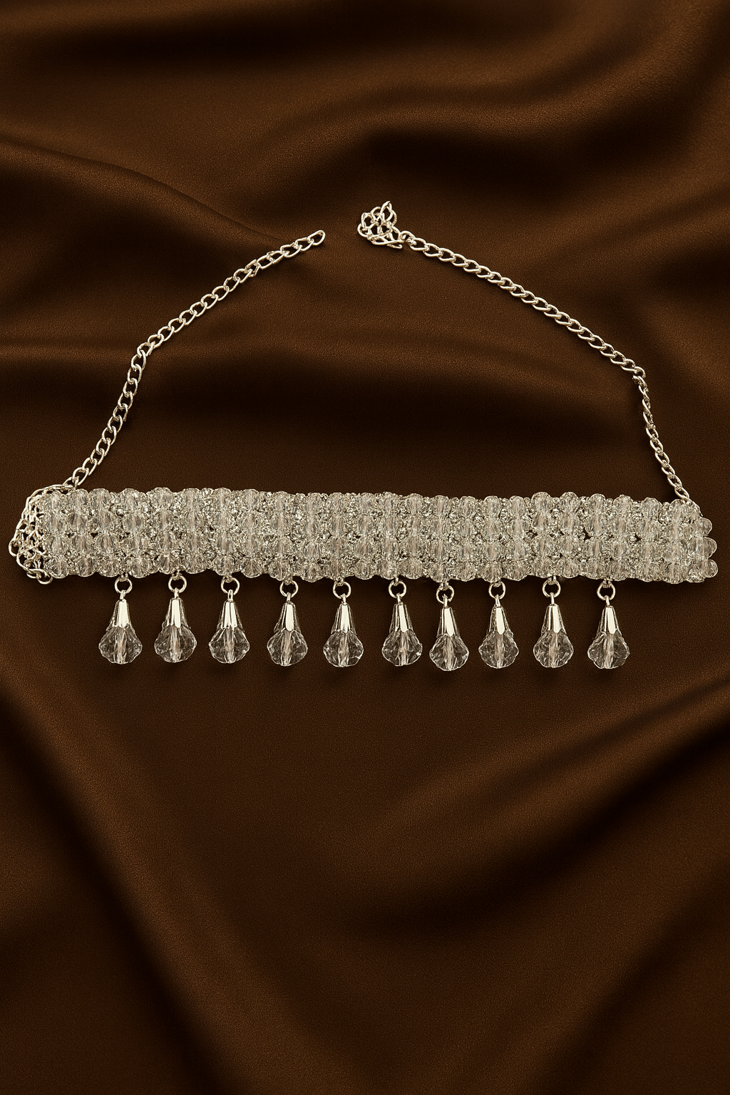 Crystal Drop Choker Necklace Set with Matching Earrings
