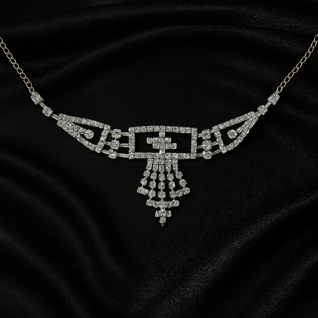Elegant Diamond Chandelier Necklace Set