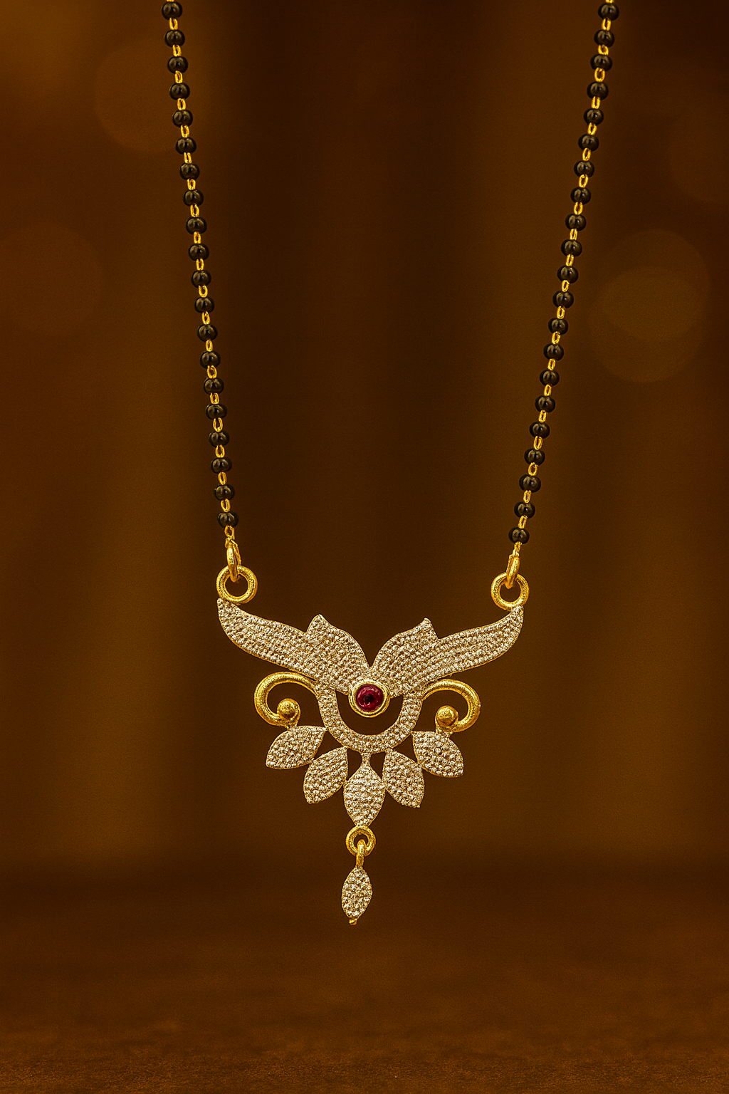 Graceful Leaf Motif Mangal Sutra