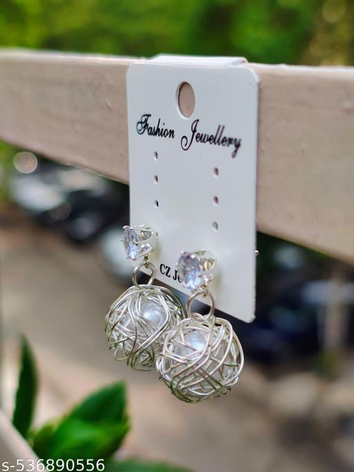 Radiant Pearl Wirework Drop Earrings